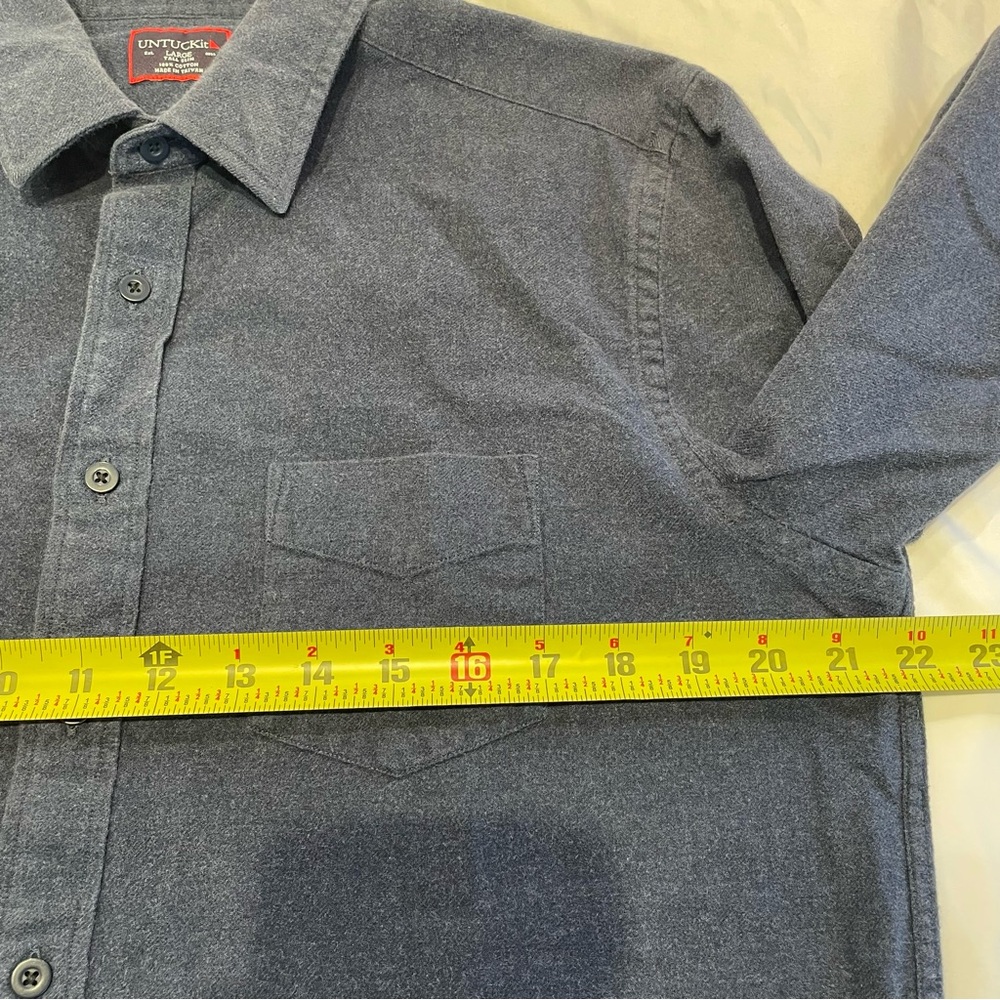UNTUCKit Mens Large Tall Slim Flannel Long Sleeve Button Down Front Cotton Shirt - Picture 12 of 12